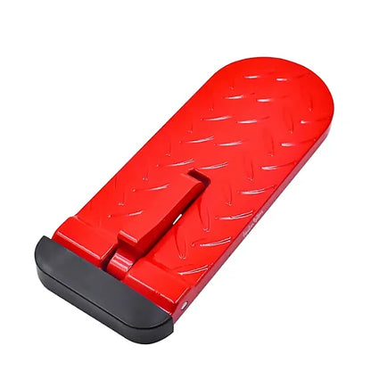 AO 2.0 red car door step in closed position with diamond plate texture for extra grip