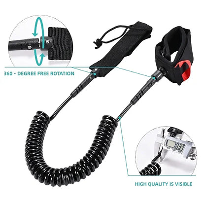 AO Sunny stand up paddleboard coiled safety leash with padded ankle cuff and 360 degree swivel for unrestricted movement