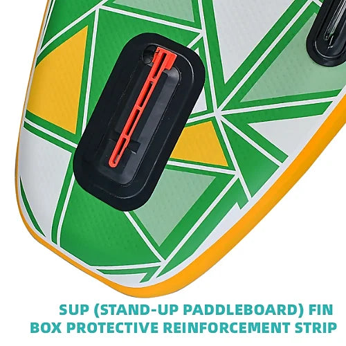 AO Sunny inflatable SUP fin box protective reinforcement strip close up