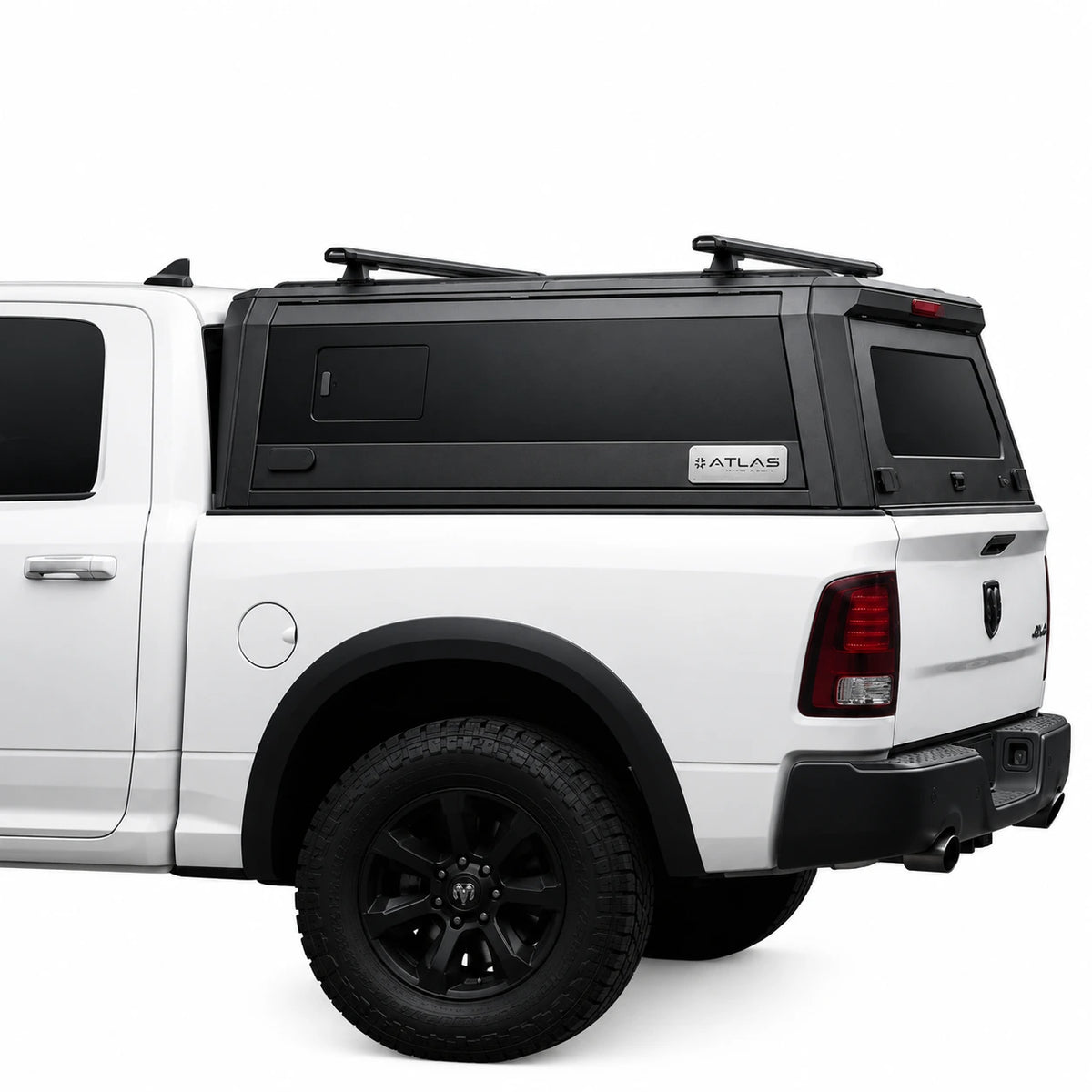 atlas expedition aero truck canopy with sliding windows on a ram 1500