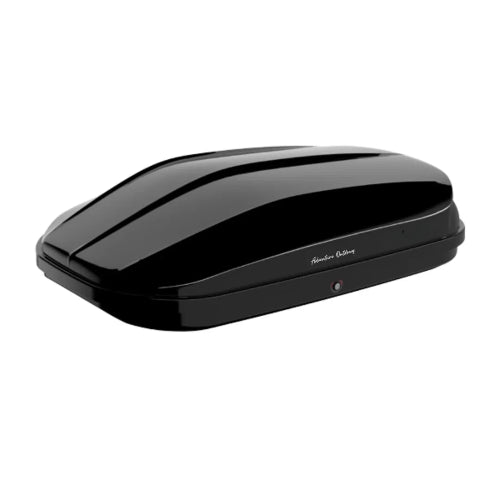 Branch AO roof box aerodynamic hard-shell rooftop cargo box angled view for compact vehicles with dual-side access design