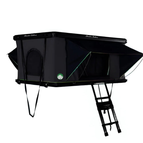 2025 Camp-In AO Aluminum Pop-Up Rooftop Tent fully open view showing extended awning