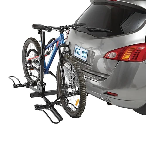 CCM fat tire wheel holder installed on rear platform bike rack carrying wide tire mountain bike – fits up to 5” tires for Canadian riders