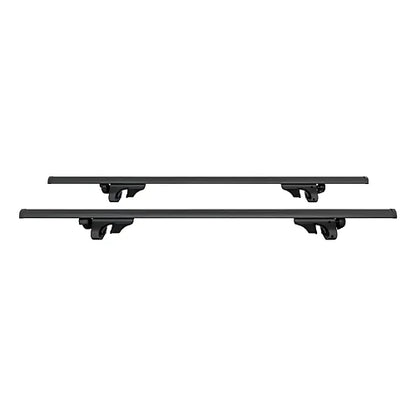 CURT universal raised rail roof rack crossbars 53-3/8 inch aluminum bars shown as complete two-bar set