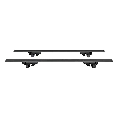 CURT universal raised rail roof rack crossbars 53-3/8 inch aluminum bars shown as complete two-bar set