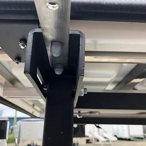 Dog House awning aluminum pole and bracket connection detail