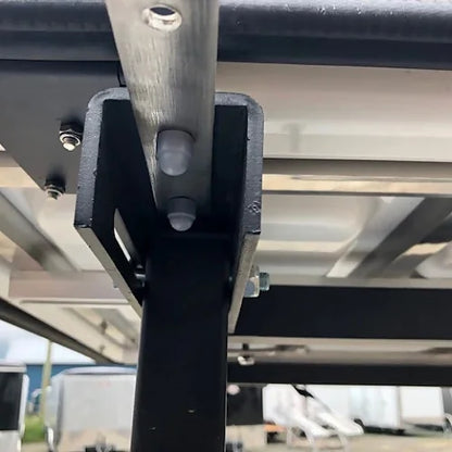 Dog House awning aluminum pole and bracket connection detail