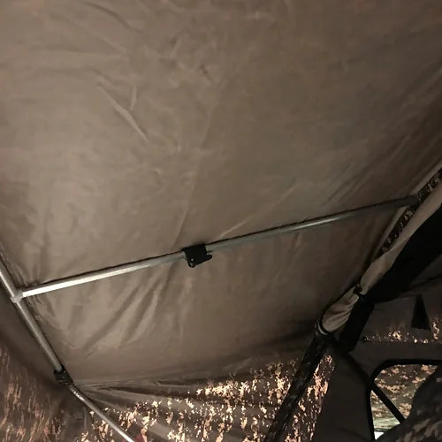 Interior aluminum frame and ceiling of Dog House Mesa soft shell rooftop tent