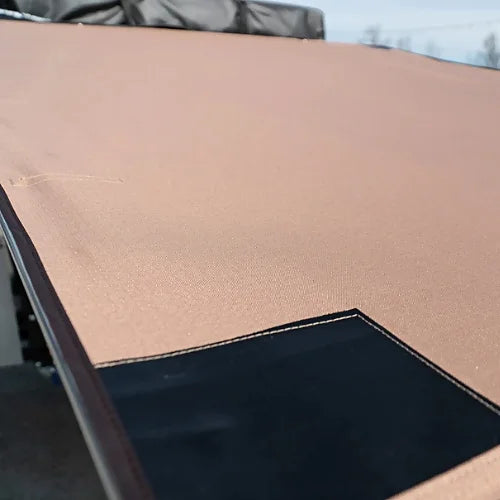 Dog House vehicle awning ripstop canvas and reinforced corner detail