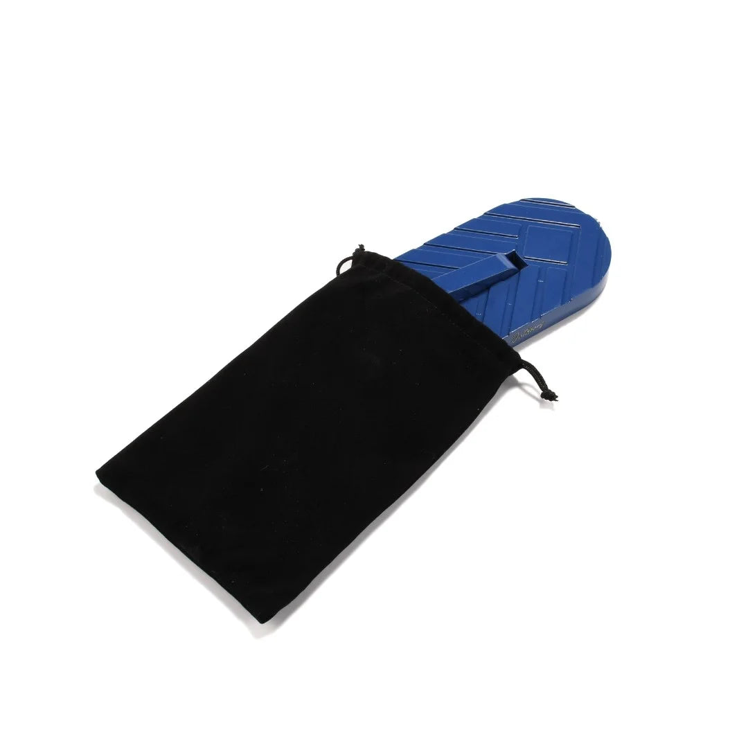 Blue AO door step partially inside storage pouch on white background

