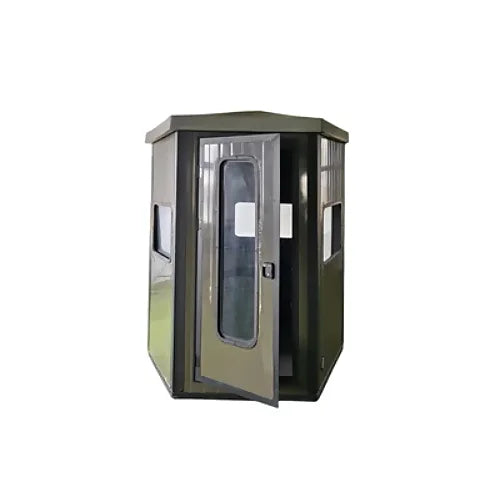 Weatherproof Elevated Hunting Blind cabin with open lockable door and side windows