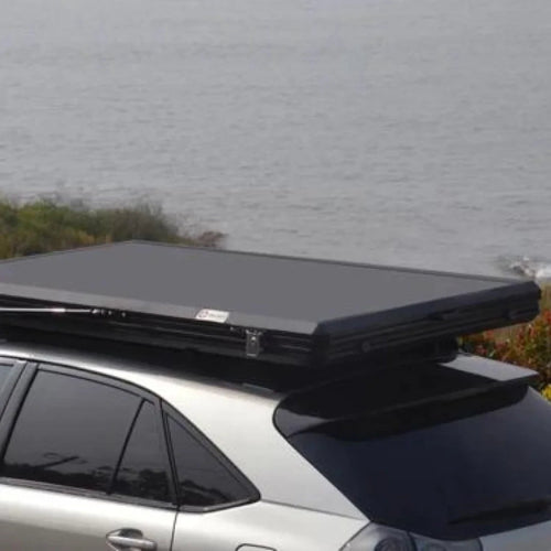 Galaxy Clamshell Rooftop Tent closed on vehicle roof, low-profile aerodynamic design