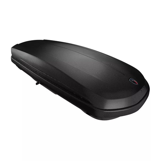 Angled side view of closed black Galaxy cargo box showing sleek profile