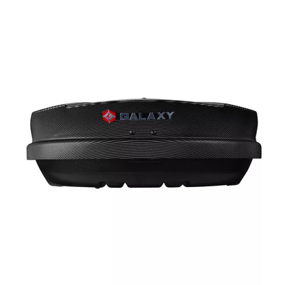 Rear view of Galaxy rooftop cargo box with red Galaxy branding