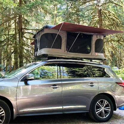 Side view of Galaxy Pop-Up Rooftop Tent fully deployed on SUV rooftop
