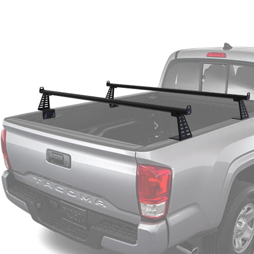 Heavy duty aluminum truck bed rack installed on mid-size pickup with Tonneau cover