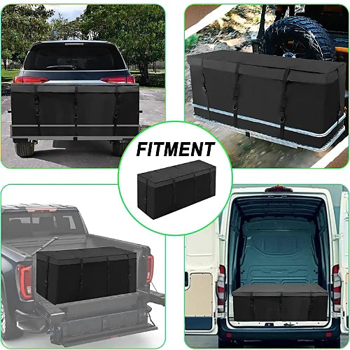 Hitch cargo bag compatibility display for SUVs, trucks, vans, and off-road vehicles