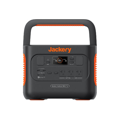 Front view of Jackery Explorer 1000 Pro Portable Power Station with display and outlets shown