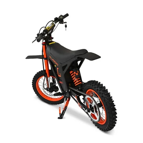 Rear angled view of Kugoo Wish 01 electric dirt bike showcasing frame and suspension