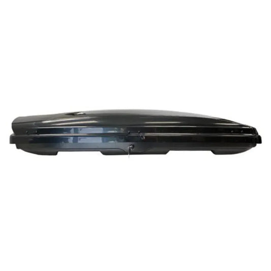 Large low profile long rooftop cargo box side view closed
