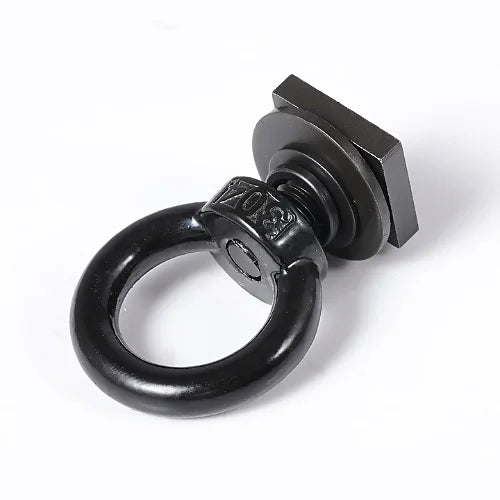 M8 Eye Bolts installed on aluminum roof rack crossbar T-slot channel for securing cargo net or kayak straps