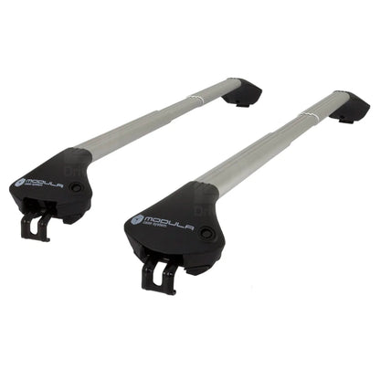 Two Modula Multi-Fit Crossbars aligned side by side with pre-attached mounts.