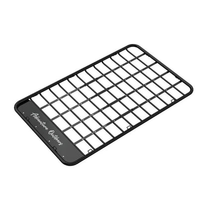 Ore AO roof rack cargo basket-platform angled view highlighting flat deck design for rooftop cargo, camping gear, and overlanding loads