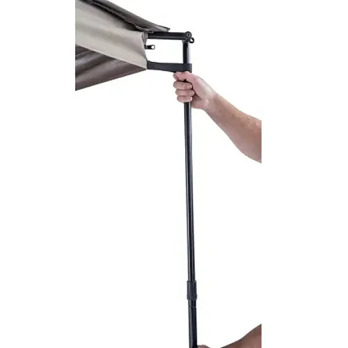Batwing Awning folded and secured in heavy-duty black PVC bag