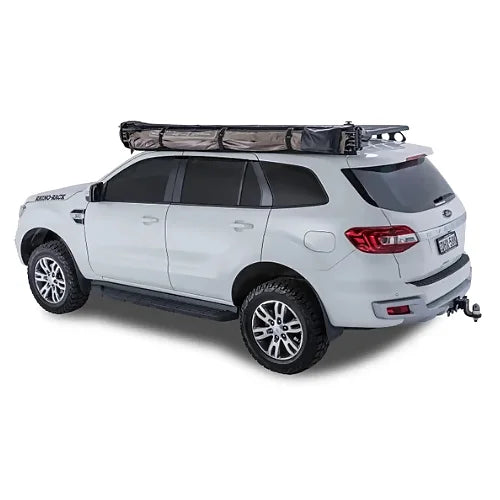 Rear view of vehicle with Batwing Awning folded and stowed