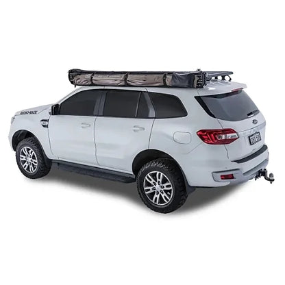 Rear view of vehicle with Batwing Awning folded and stowed