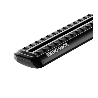 Rhino-Rack logo detail on black Sportz roof bar