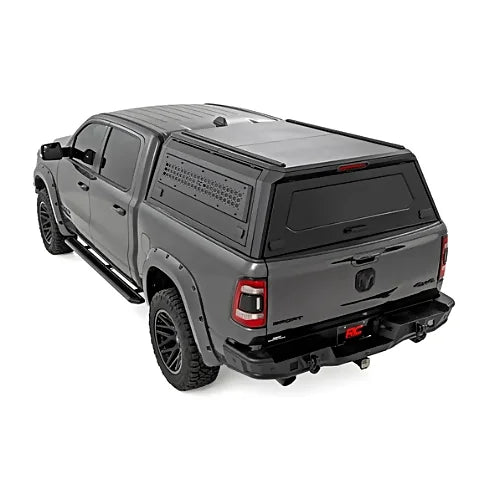 Rough Country modular truck bed cap canopy on Ram 1500 pickup, overland-ready design