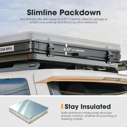 San Hima Hotham Lite GEN 2 Aluminum Rooftop Tent - Lightweight Slim Triangle Tent