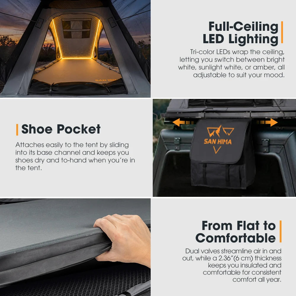San Hima Hotham Lite GEN 2 Aluminum Rooftop Tent - Lightweight Slim Triangle Tent
