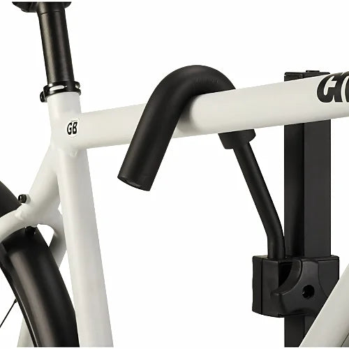 SportRack SR2901 Crest 2-bike platform hitch mount bike rack showing rubberized hook securing bike frame without damage