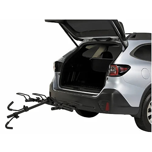SportRack SR2901 Crest hitch bike rack folded down to allow rear vehicle hatch access when unloaded