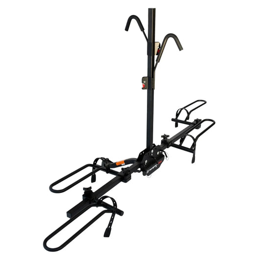 Swagman XTC2 bike rack shown from the side with two cradles for mounting bikes.