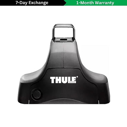 Front close‑up of Thule 480 Traverse Foot Pack with 7‑day exchange / warranty banner