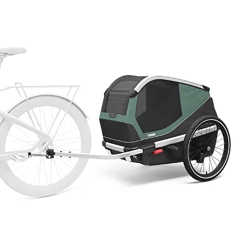 Interior view of Thule Bexey dog bike trailer showing padded floor and spacious cabin