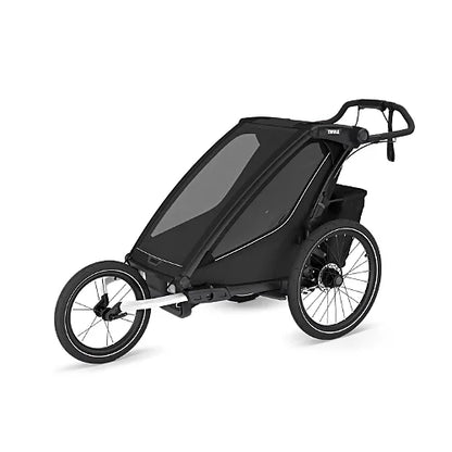 Thule Chariot Sport 2 configured as running stroller with front jogging wheel for high performance fitness and active parents