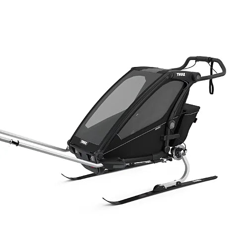 Thule Chariot Sport Single configured for skiing with cross-country ski attachment kit