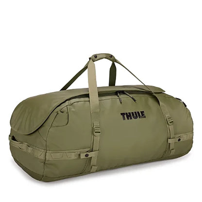 Thule Chasm 130L duffel bag in olivine green rugged outdoor gear hauler