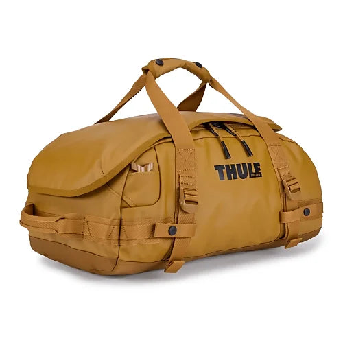 Thule Chasm 30L duffel bag in gold yellow rugged design for daily use or travel