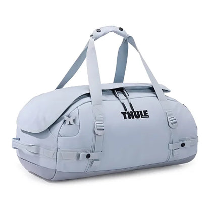 Thule Chasm 40L duffel bag in soft blue sturdy travel gear for weekend trips