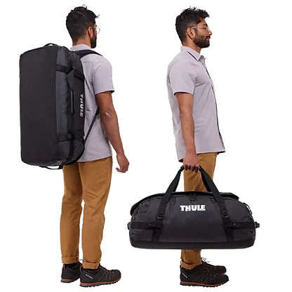 Thule Chasm 70L black duffel bag rugged luggage for multi-day trips