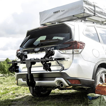 Thule DoubleTrack Pro installed on car hitch
