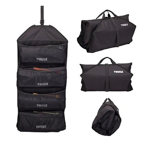 Thule GoPack Duffel Bags tool roll-style storage system showing foldable design and internal compartments