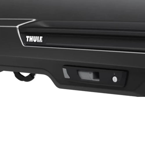 Thule Motion 3 Low logo and lock close-up showing precision build and premium finish