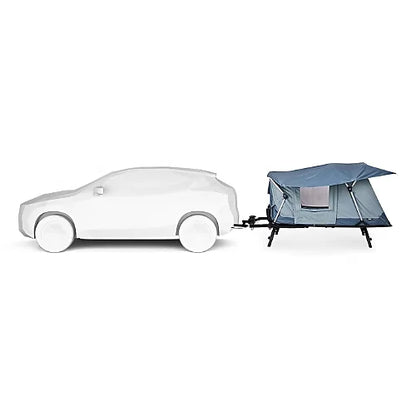 Thule Outset 3-person elevated camping tent attached to SUV hitch for easy setup