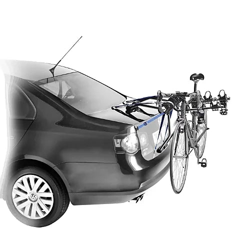 Thule Passage 3-Bike rack carrying three bicycles on a car, showing secure hold and no-sway frame design